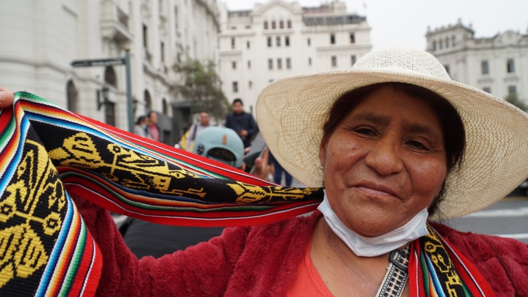 Peruvian protester Nieves Huamani 