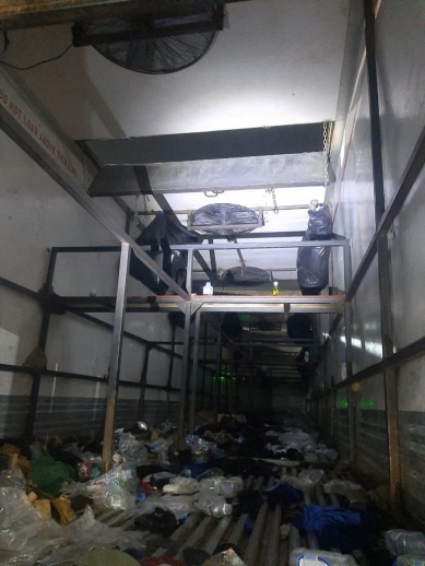 A view of the inside of the abandoned truck trailer