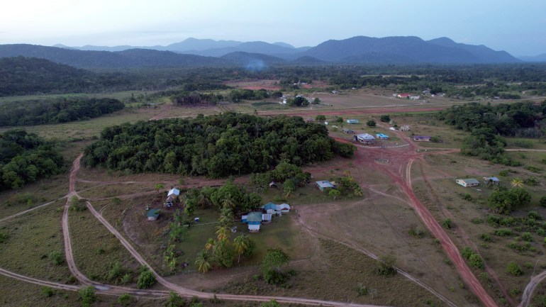 Homes stand in the village of Surama in the Rupununi area of the Essequibo