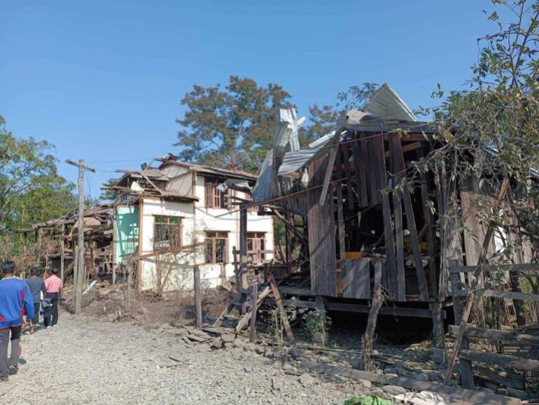 Buildings in Kanan left in ruins by the attacks